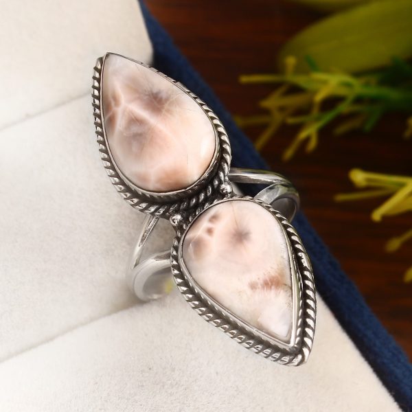 Natrolite (Pink Larimar) Size US 9 Sterling Silver 925 Ring (RS105-179)
