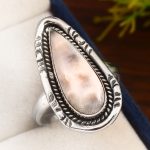 Natrolite (Pink Larimar) Ring Size US 10 Sterling Silver 925 (RS105-194)