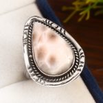 Natrolite (Pink Larimar) Ring Size US 8 Sterling Silver 925 (RS105-195)
