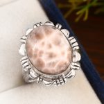 Natrolite (Pink Larimar) Ring Size US 7 Sterling Silver 925 (RS105-196)