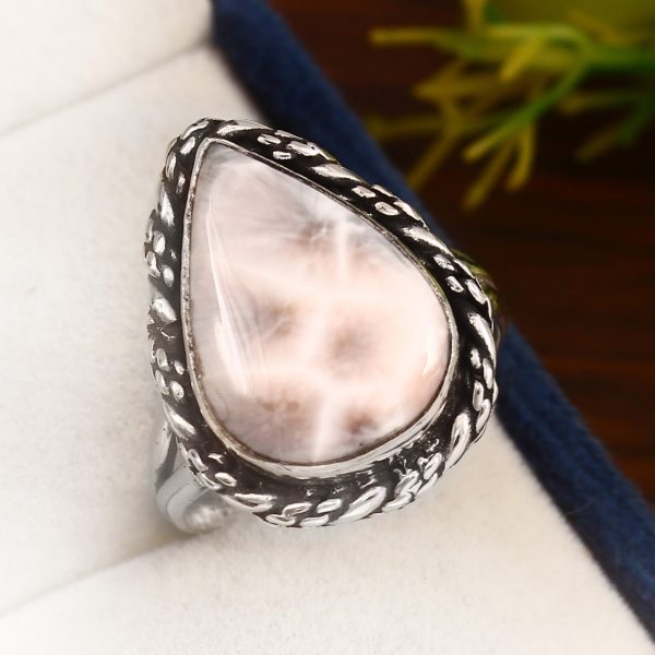 Natrolite (Pink Larimar) Ring Size US 9 Sterling Silver 925 (RS105-188)