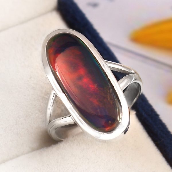 Aurora Opal Size US 7 925 Sterling Silver Ring (RS105-141)