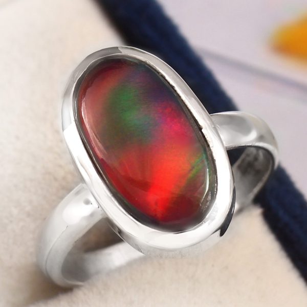 Aurora Opal  Size US 8 925 Sterling Silver Ring (RS105-152)