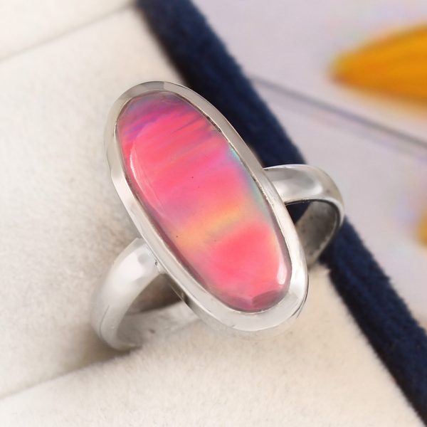 Aurora Opal Size US 8 925 Sterling Silver Ring (RS105-154)