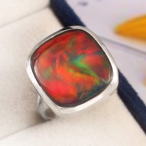 Aurora Opal Size US 7 925 Sterling Silver Ring (RS105-156)