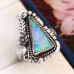 Aurora Opal Size US 8 925 Sterling Silver Ring (RS105-80)