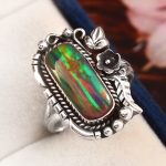 Aurora Opal Size US 8 925 Sterling Silver Ring (RS105-81)