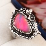 Aurora Opal Size US 6 925 Sterling Silver Ring (RS105-89)