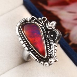 Aurora Opal Size US 8 925 Sterling Silver Ring (RS105-90)