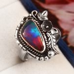 Aurora Opal Size US 7 925 Sterling Silver Ring (RS105-94)