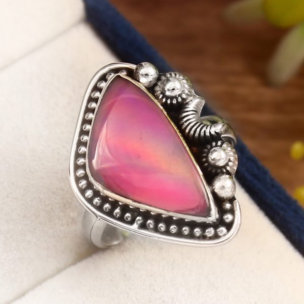 Aurora Opal Size US 9 925 Sterling Silver Ring (RS105-68)