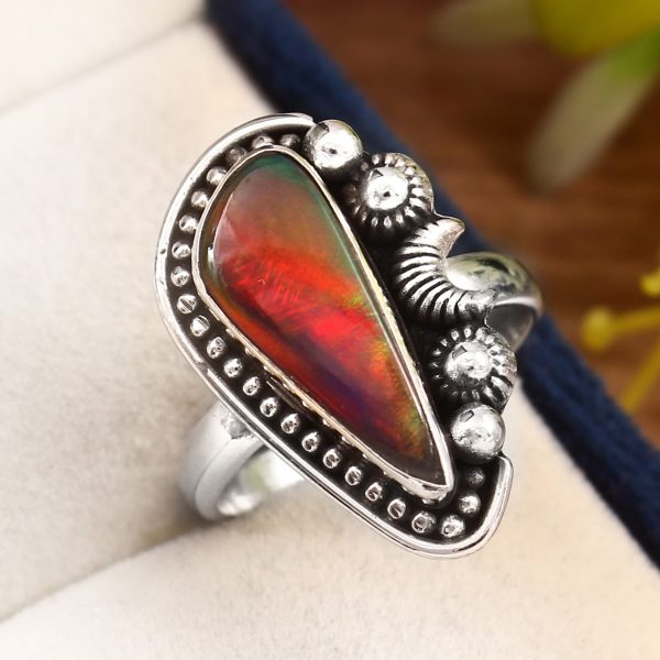 Aurora Opal Size US 8 925 Sterling Silver Ring (RS105-70)