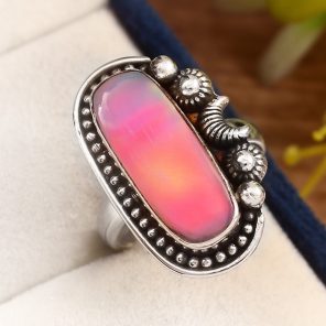 Aurora Opal Size US 7 925 Sterling Silver Ring (RS105-73)