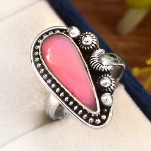 Aurora Opal Size US 7 925 Sterling Silver Ring (RS105-76)