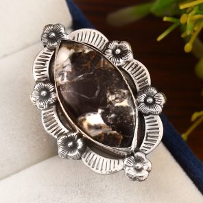 White Buffalo Turquoise Size US 9 925 Sterling Silver Ring (RS105-126)