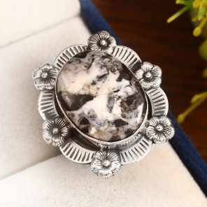 White Buffalo Turquoise Size US 7 925 Sterling Silver Ring (RS105-129)