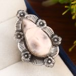 Natrolite (Pink Larimar) Size US 9 Sterling Silver 925 Ring (RS105-115)