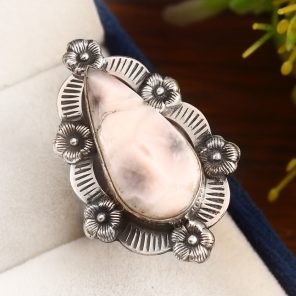 Natrolite (Pink Larimar) Size US 9 Sterling Silver 925 Ring (RS105-115)