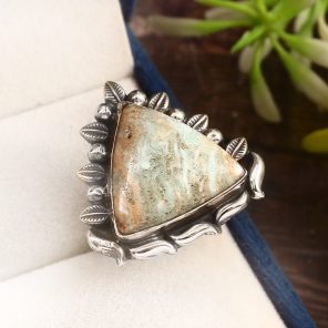 Green Argonite Ring Size US 8 925 Sterling Silver (REXT73-65)