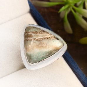 Green Argonite Ring Size US 9 925 Sterling Silver (REXT73-39)