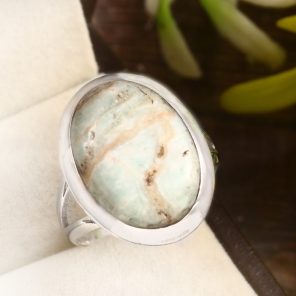 Green Argonite Ring Size US 8 925 Sterling Silver (REXT73-43)