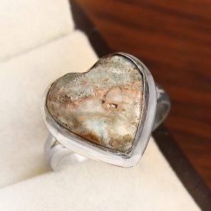 Green Argonite Ring Size US 6Â½ 925 Sterling Silver (REXT73-44)