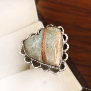 Green Argonite Ring Size US 7 925 Sterling Silver (REXT73-70)
