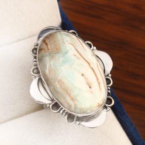 Green Argonite Ring Size US 11Â½ 925 Sterling Silver (REXT73-73)