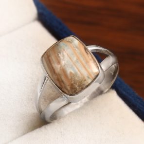Green Argonite Ring Size US 9 925 Sterling Silver (REXT73-46)