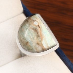 Green Argonite Ring Size US 9 925 Sterling Silver (REXT73-47)