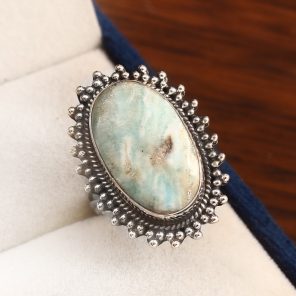 Green Argonite Ring Size US 8 925 Sterling Silver (REXT73-78)