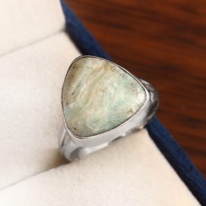 Green Argonite Ring Size US 9Â½ 925 Sterling Silver (REXT73-48)