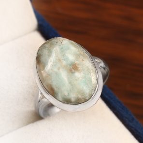 Green Argonite Ring Size US 11 925 Sterling Silver (REXT73-49)