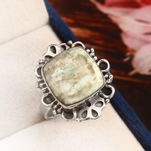 Green Argonite Ring Size US 9 925 Sterling Silver (REXT73-79)