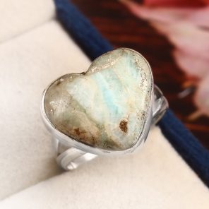 Green Argonite Ring Size US 6Â½ 925 Sterling Silver (REXT73-50)