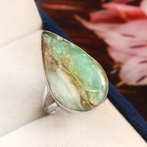 Green Argonite Ring Size US 7 925 Sterling Silver (REXT73-51)