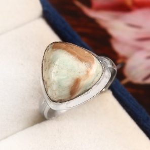 Green Argonite Ring Size US 9 925 Sterling Silver (REXT73-53)