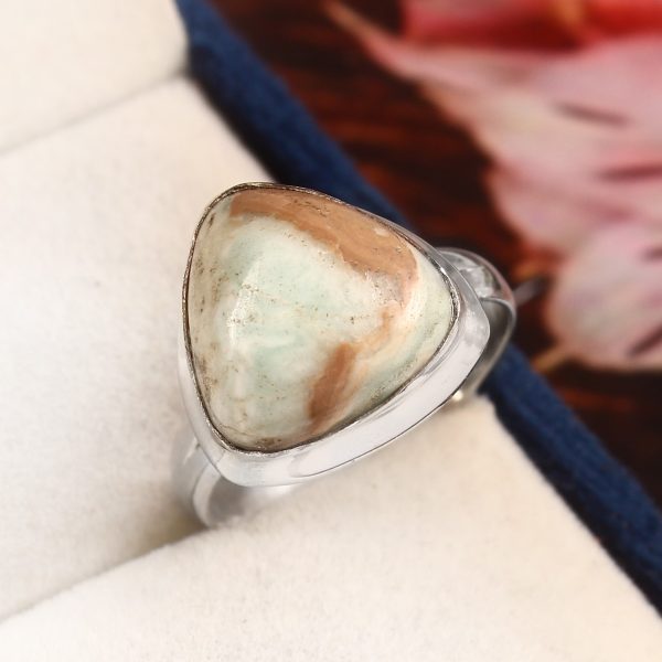 Green Argonite Ring Size US 9 925 Sterling Silver (REXT73-53)