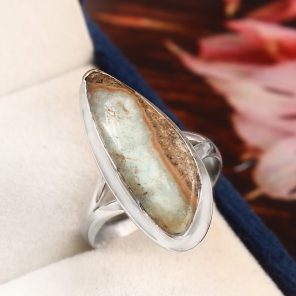 Green Argonite Ring Size US 8 925 Sterling Silver (REXT73-54)