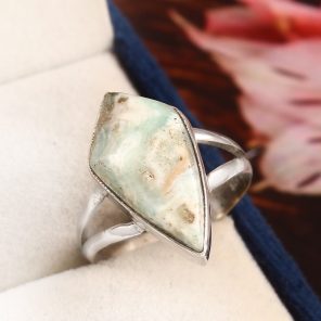 Green Argonite Ring Size US 10 925 Sterling Silver (REXT73-55)