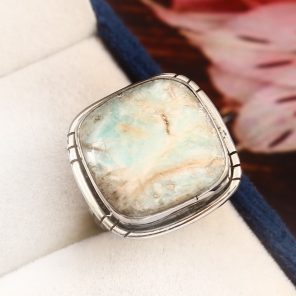 Green Argonite Ring Size US 7 925 Sterling Silver (REXT73-56)