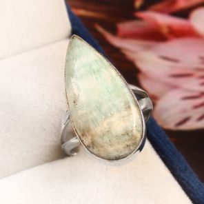 Green Argonite Ring Size US 7 925 Sterling Silver (REXT73-59)
