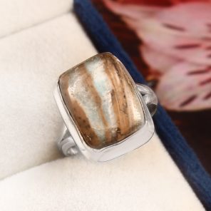 Green Argonite Ring Size US 7 925 Sterling Silver (REXT73-60)