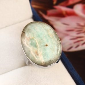 Green Argonite Ring Size US 9 925 Sterling Silver (REXT73-61)