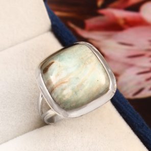 Green Argonite Ring Size US 9 925 Sterling Silver (REXT73-62)