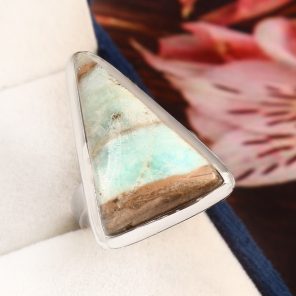 Green Argonite Ring Size US 10 925 Sterling Silver (REXT73-63)