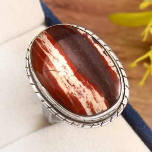 Snakeskin Jasper Size US 10 Sterling Silver 925 Ring (RS104-84)