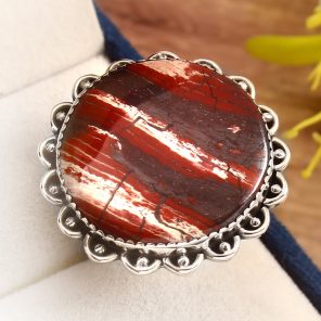 Snakeskin Jasper Size US 10 Sterling Silver 925 Ring (RS104-86)