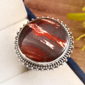 Snakeskin Jasper Size US 10 Sterling Silver 925 Ring (RS104-87)