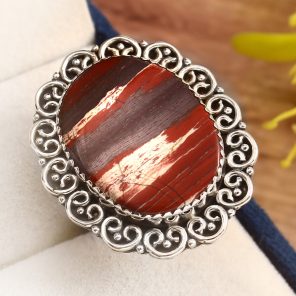 Snakeskin Jasper Size US 9.5 Sterling Silver 925 Ring (RS104-88)